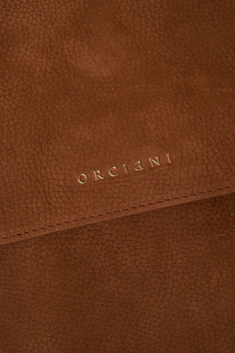 Orciani Suede Leather Shoulder Bag With Chain Strap And Embossed Logo