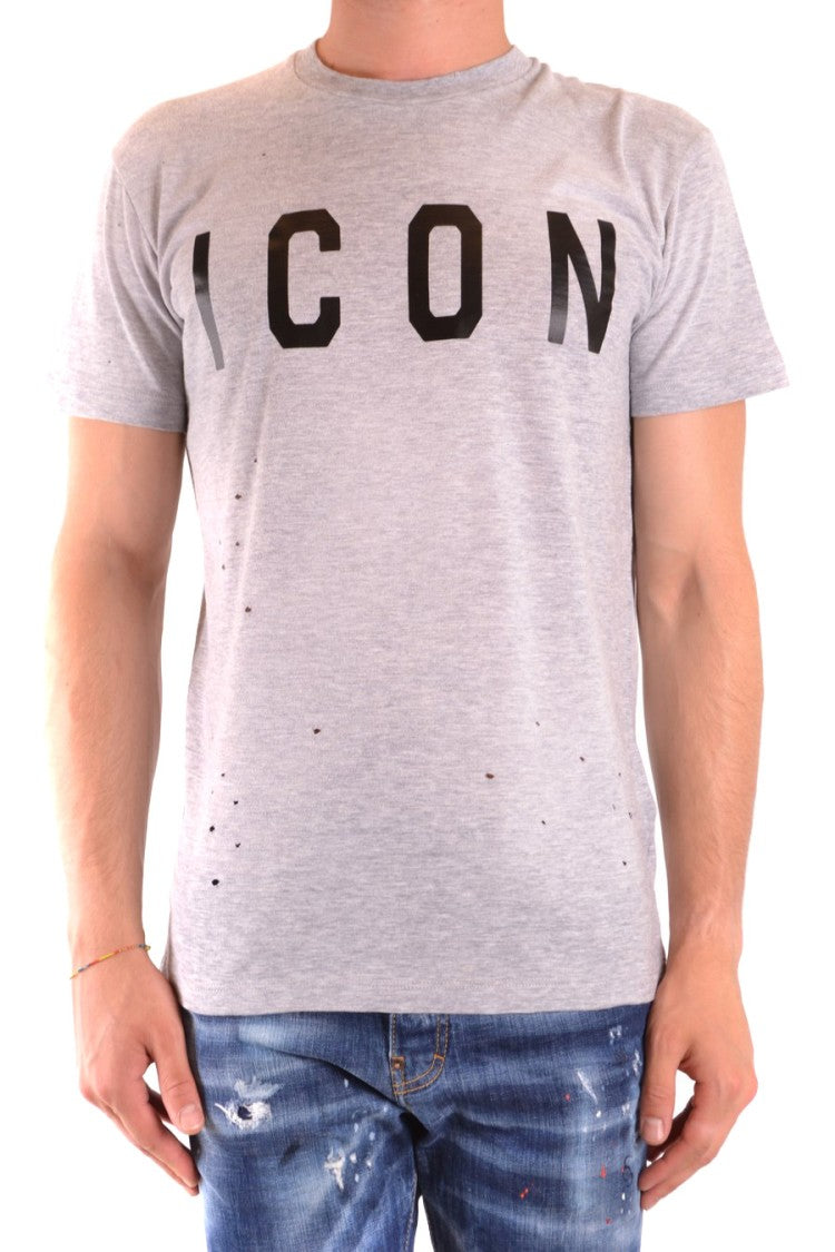 Dsquared2 Multicolor Distressed T-Shirt With Bold Icon Print
