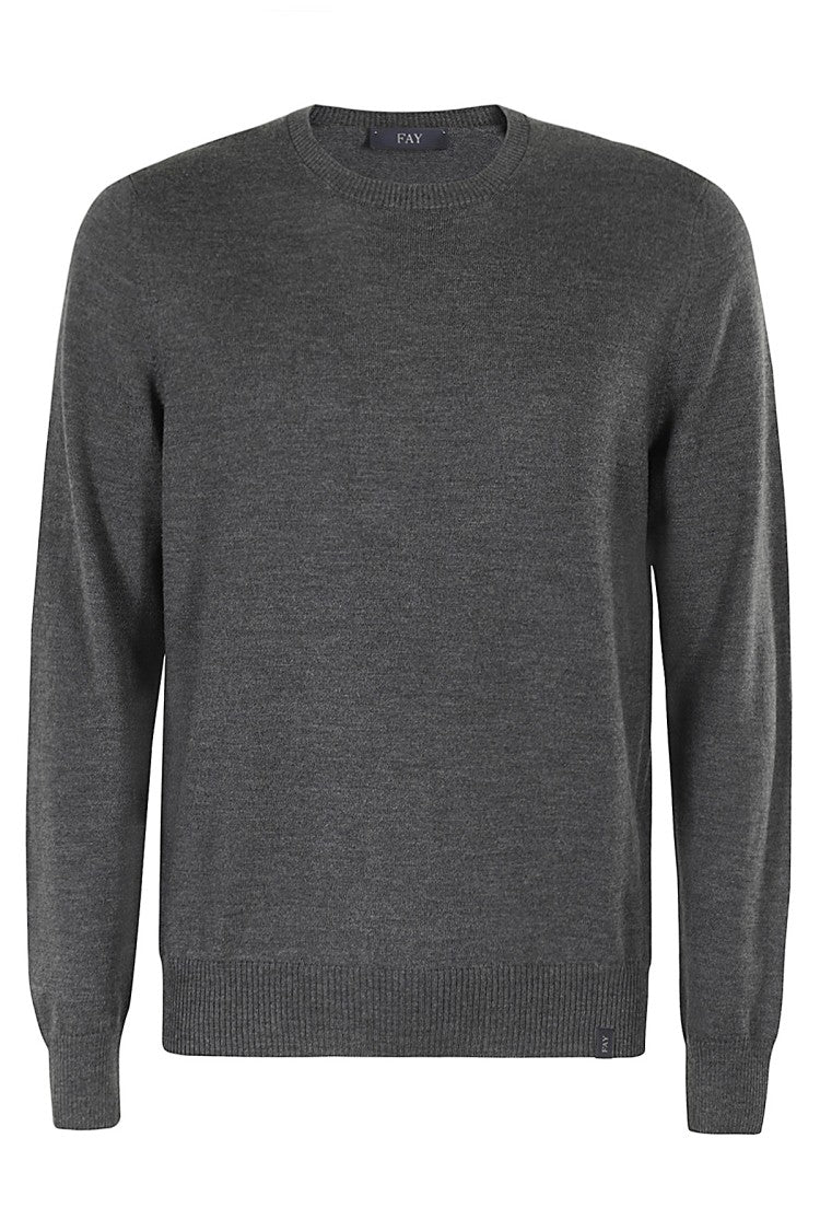 Fay Classic Gray Virgin Wool Pullover Sweater