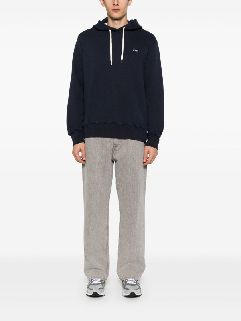 Autry Relaxed Fit Hooded Sweatshirt In Dark Blue