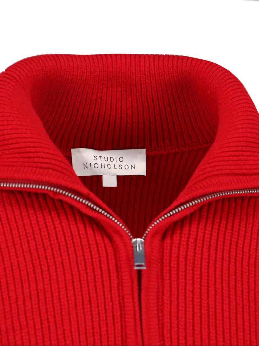Studio Nicholson Classic Knit Sweater In Rich Red Hue