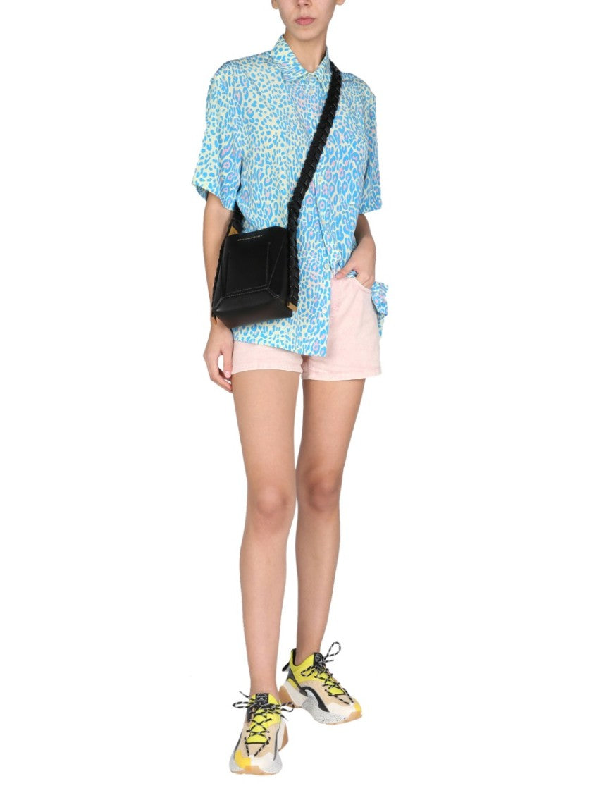Stella Mccartney Short-Sleeved Silk Top With Pointed Collar