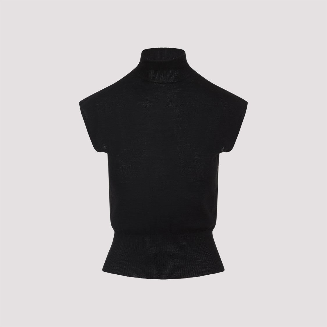 Rick Owens Black Virgin Wool Short Sleeves Turtle Top