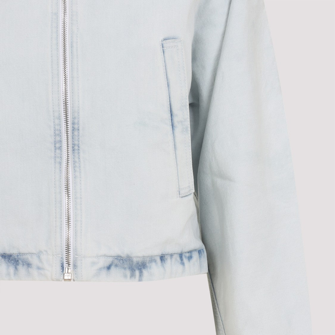 Alaïa Cropped Blue Jacket With Stand Collar