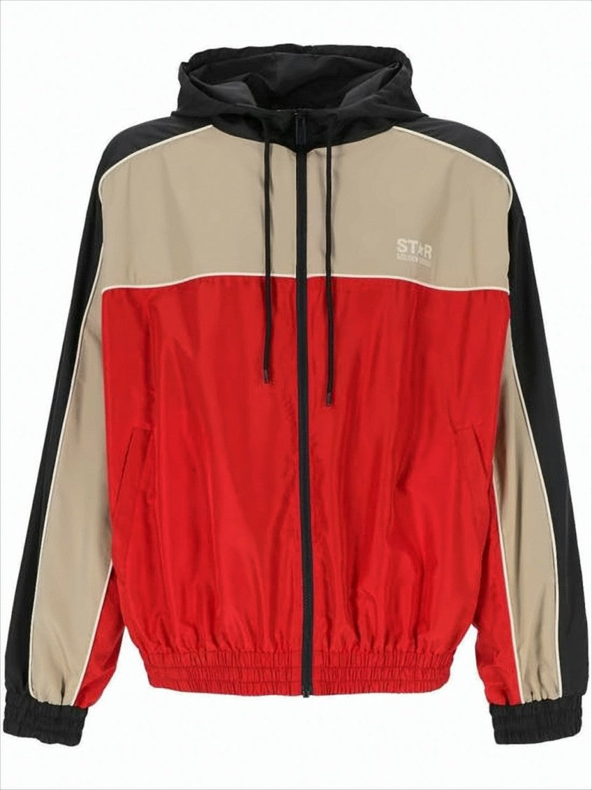 Golden Goose Color-Block Casual Jacket With Drawstring Hood And Lightweight Fabric