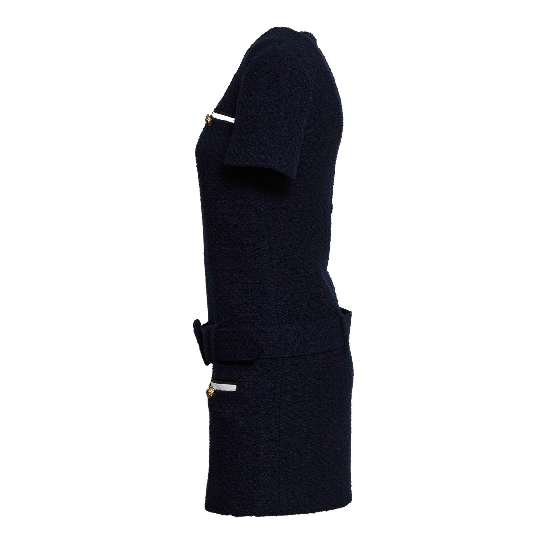 Self-Portrait Fitted Navy Boucle Mini Dress