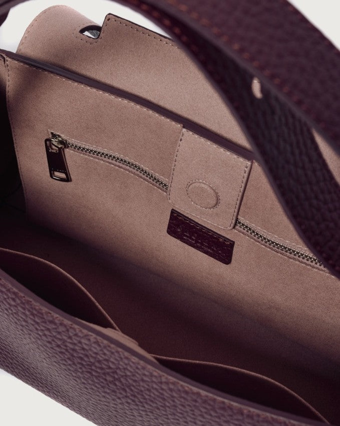 Orciani Chianti Pebbled Leather Handbag With Versatile Carrying Options
