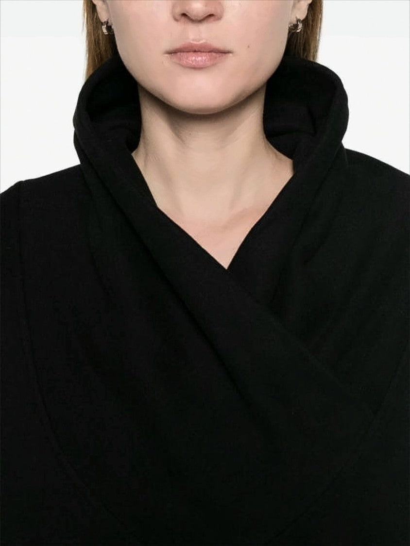 Saint Laurent Draped Cowl Neck Long-Sleeve Top