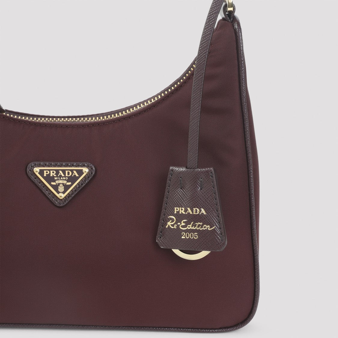 Prada Bordeaux Recycled Polyamide Mini Bag With Signature Hardware