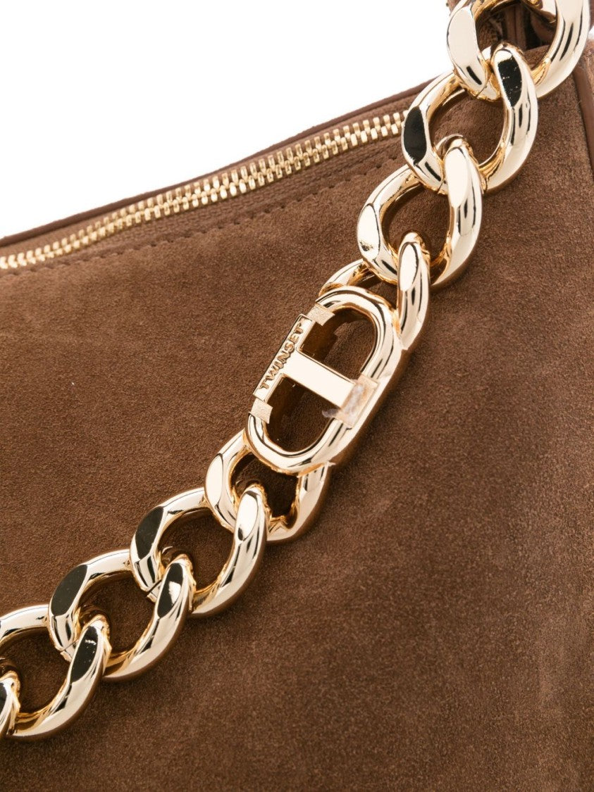 Twin-Set Brown Leather Shoulder Bag