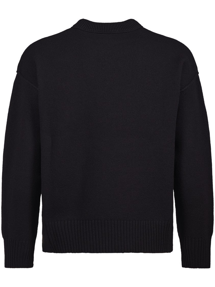 Ami Felted Wool Sweater With Heart And Logo Detail