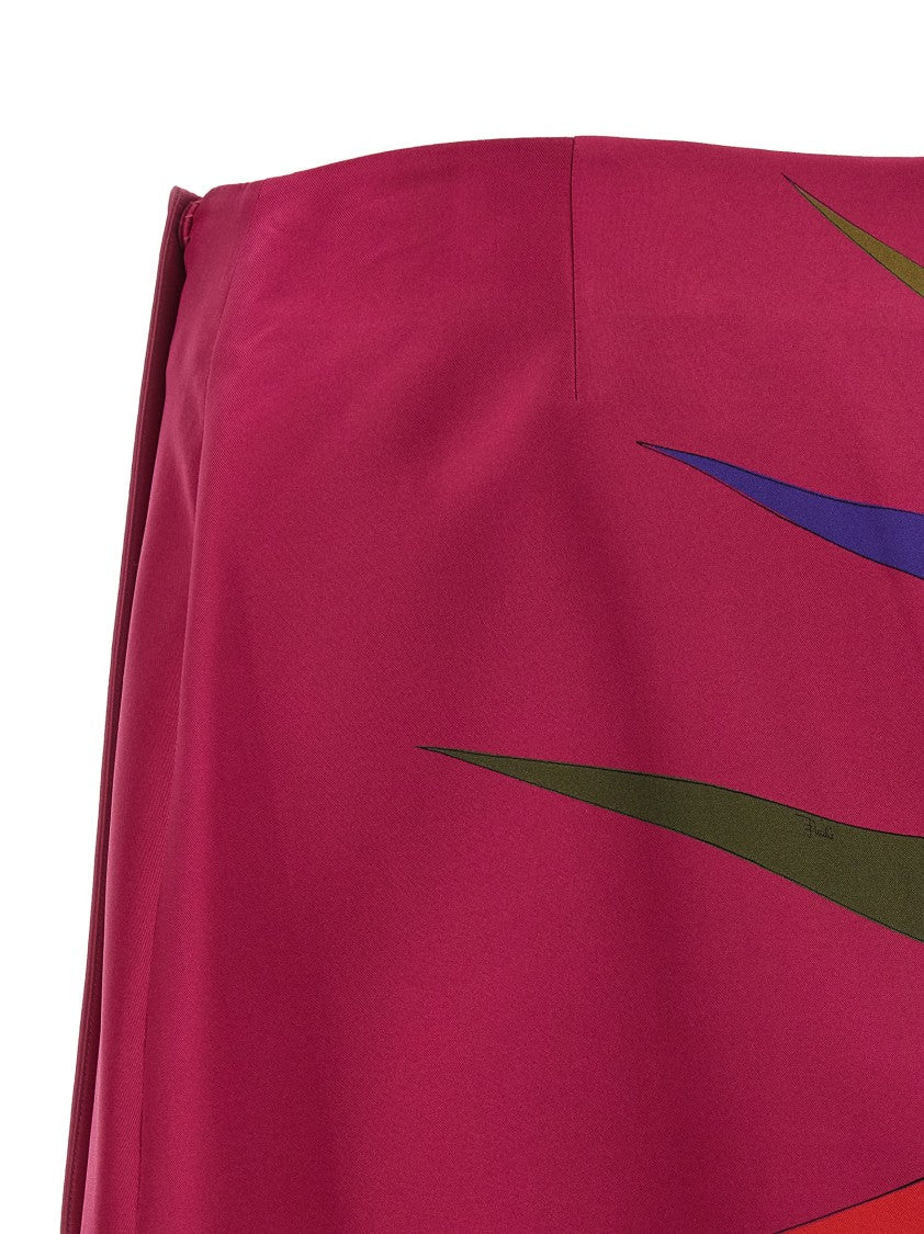 Emilio Pucci Silk Twill Mini Skirt With Abstract Sunburst Print