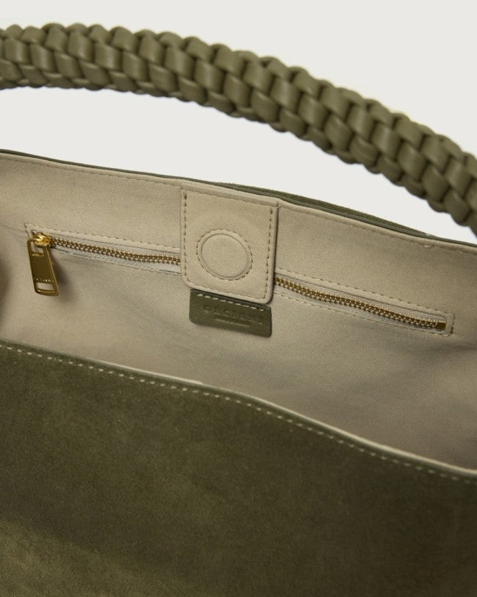 Orciani Medium Nubuck Leather Handbag With Magnetic Flap Closure