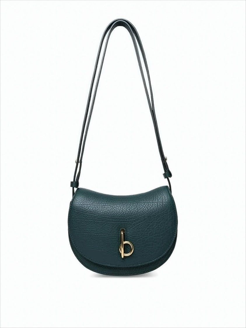Burberry Crescent-Shaped Textured Leather Shoulder Bag