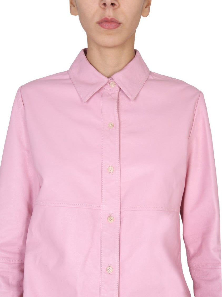 Alysi Pointed Collar Leather Jacket