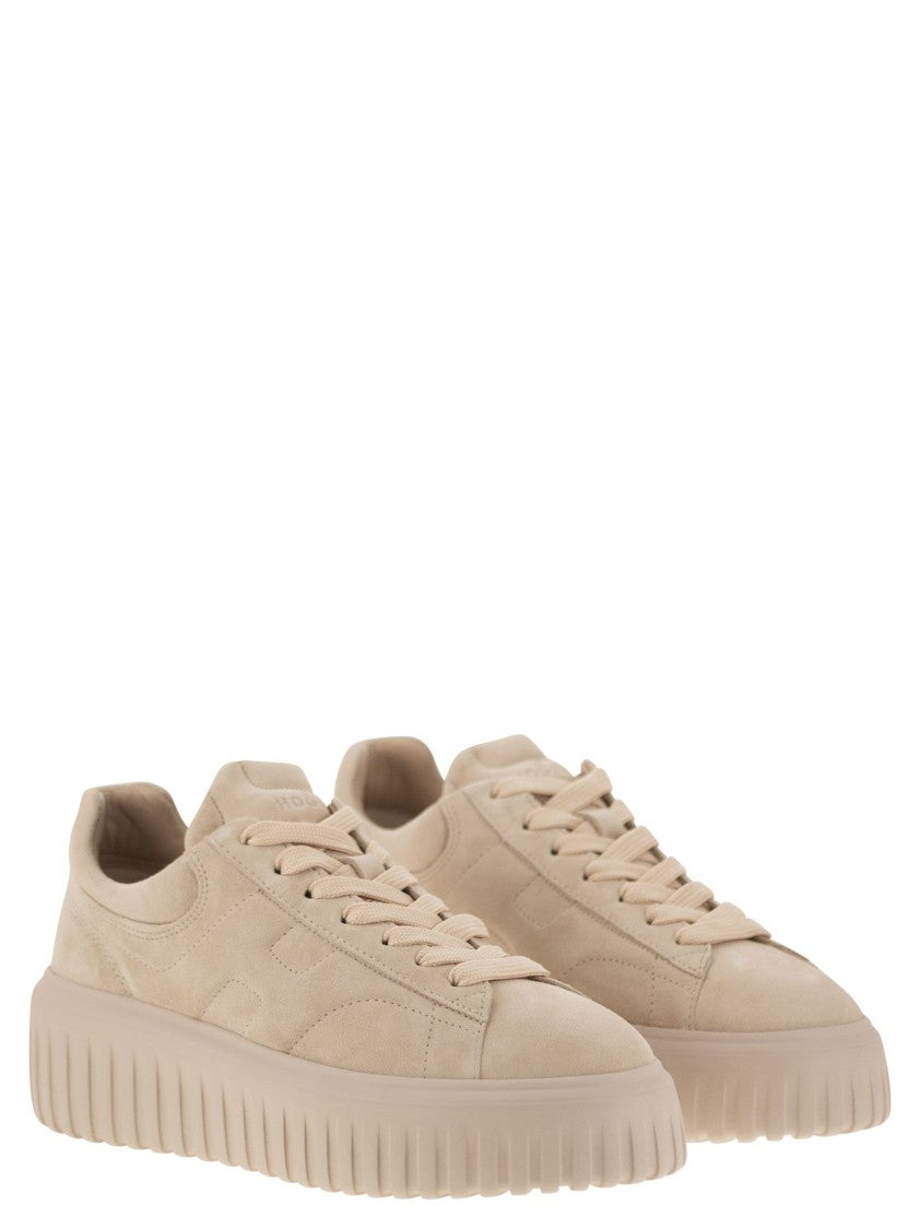 Hogan Suede H-Stripes Sneakers With Memory Foam Cushioning