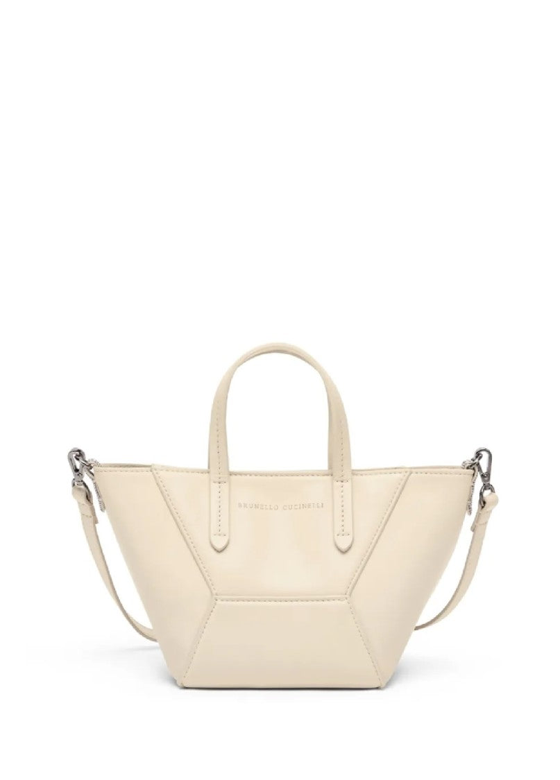Brunello Cucinelli Structured Geometric Paneling Shoulder Bag With Detachable Strap