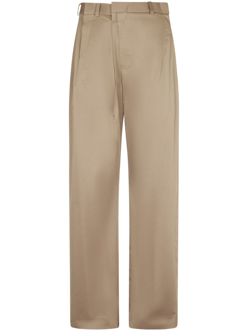 Mm6 By Maison Margiela Wide-Leg Trousers With High Waist And Pleated Design