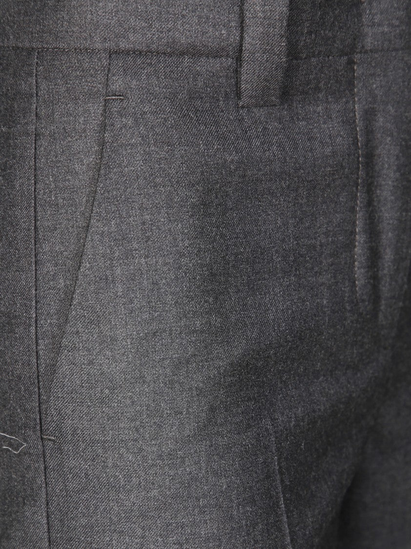 Incotex Tailored Wide-Leg Pants In Soft Flannel Grey