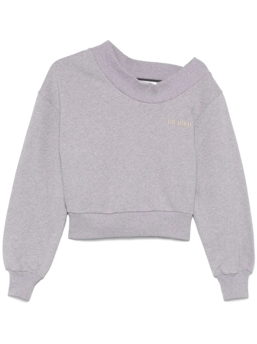The Attico One-Shoulder Cropped Sweatshirt With Open Back