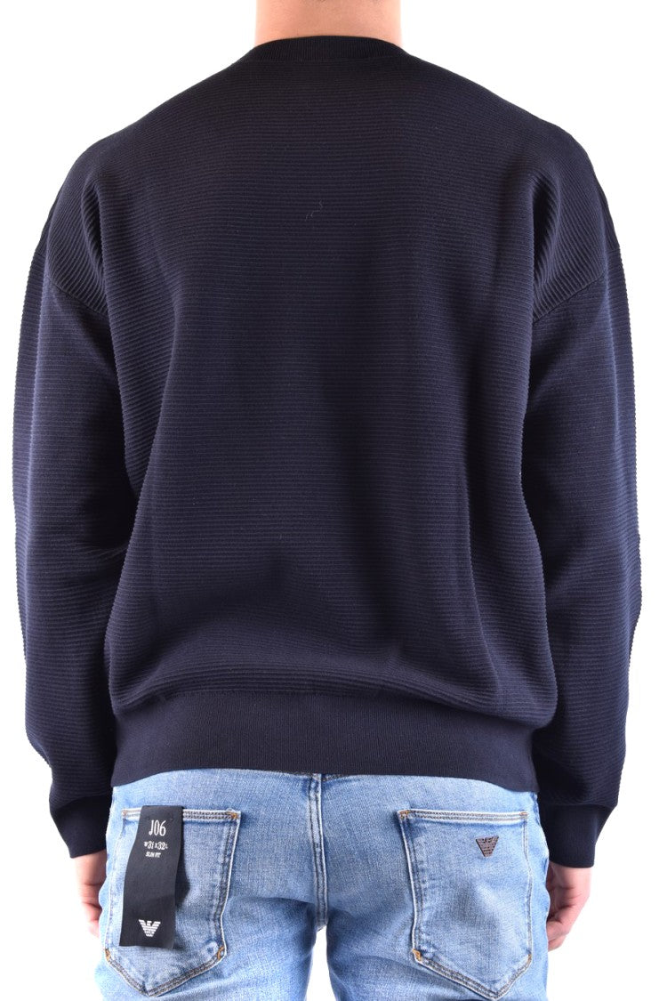Emporio Armani Ribbed Knit Sweater With Embossed Logo Design