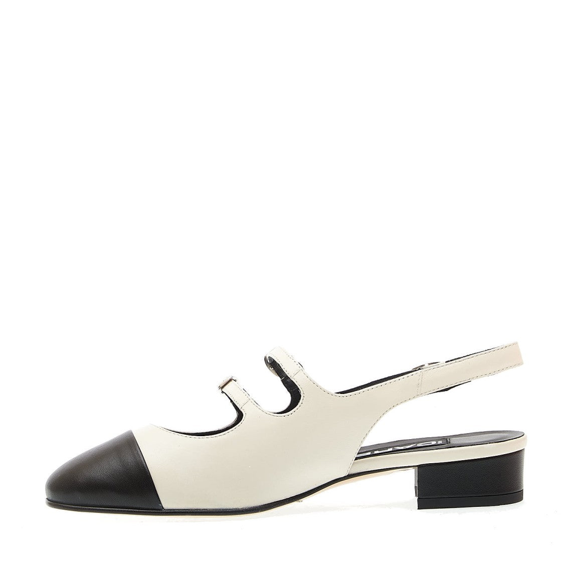 Carel Paris Slingback Tacco 20Mm Pelle Beige Punta Nera