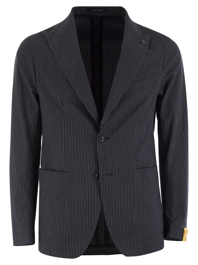 Tagliatore Two-Button Pinstripe Jacket With Revered Collar