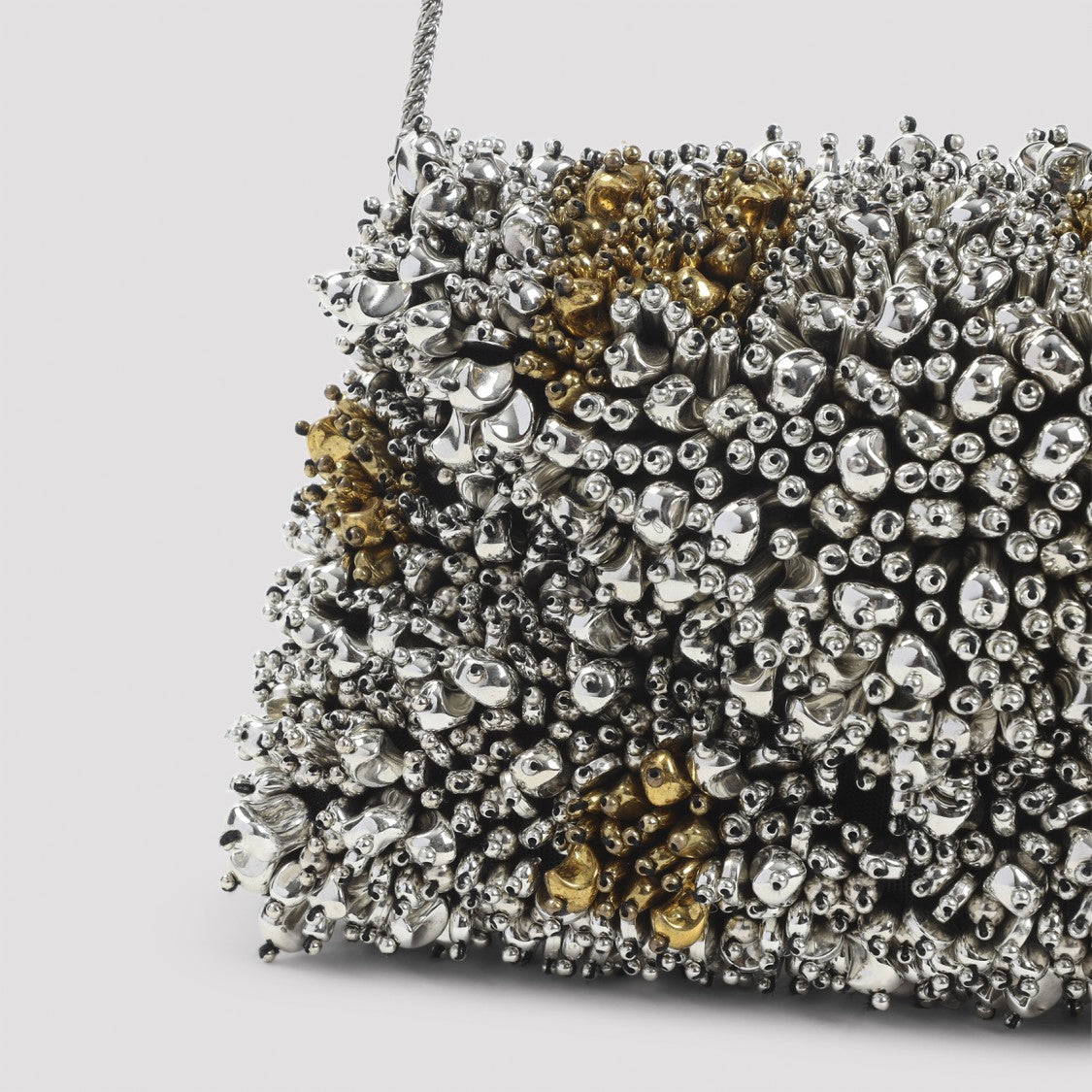 Dries Van Noten Silver Leather Small Embroidered Envelope Clutch