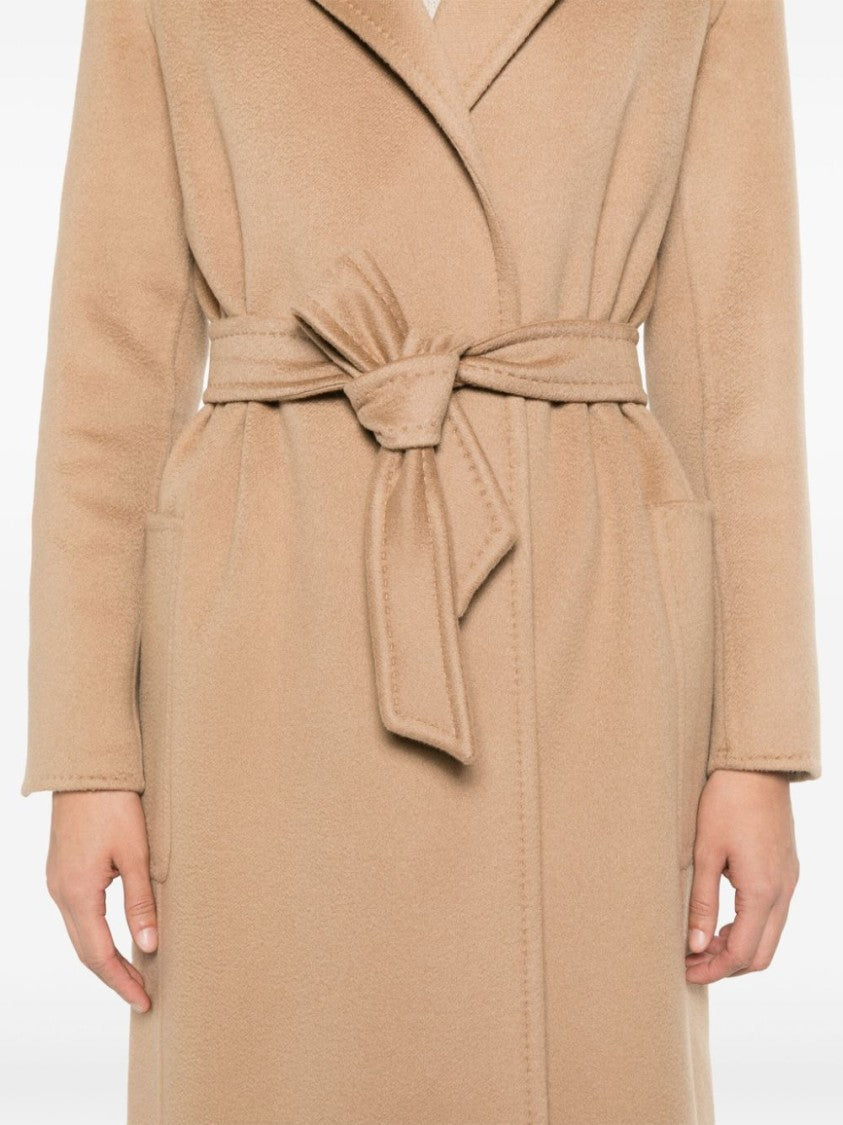 Max Mara Belted Camel Coat With Notched Collar And Timeless Appeal