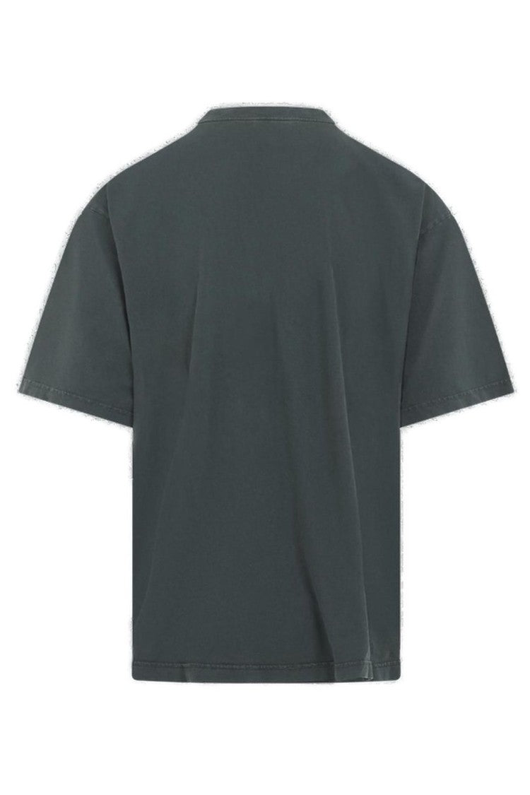 Balenciaga Solid Green T-Shirt With Classic Fit And Short Sleeves