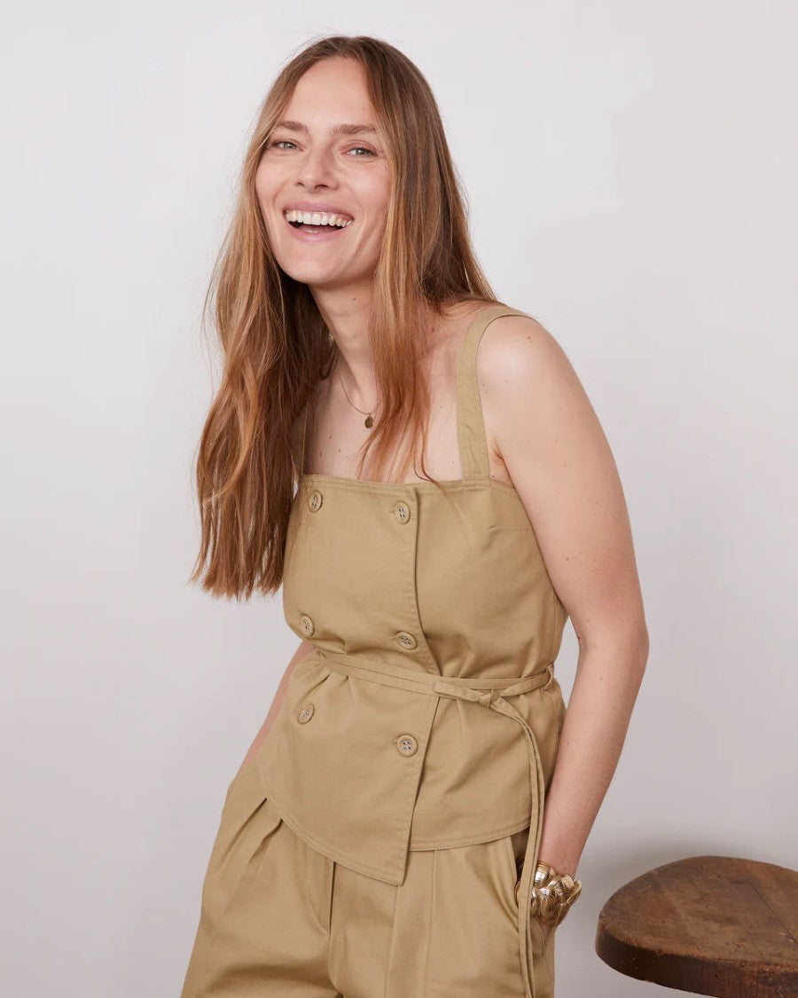 Officine Generale Double-Breasted Strap Top With Asymmetrical Hem
