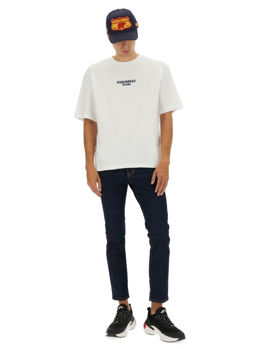 Dsquared2 Boxy-Cut Cotton T-Shirt With Logo Detail