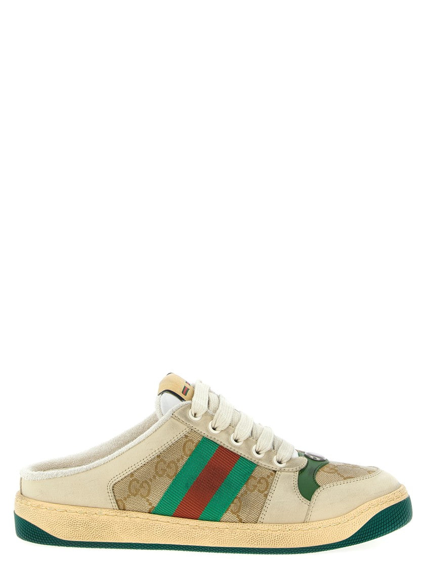 Gucci Vintage-Inspired Gg Leather And Fabric Sabots