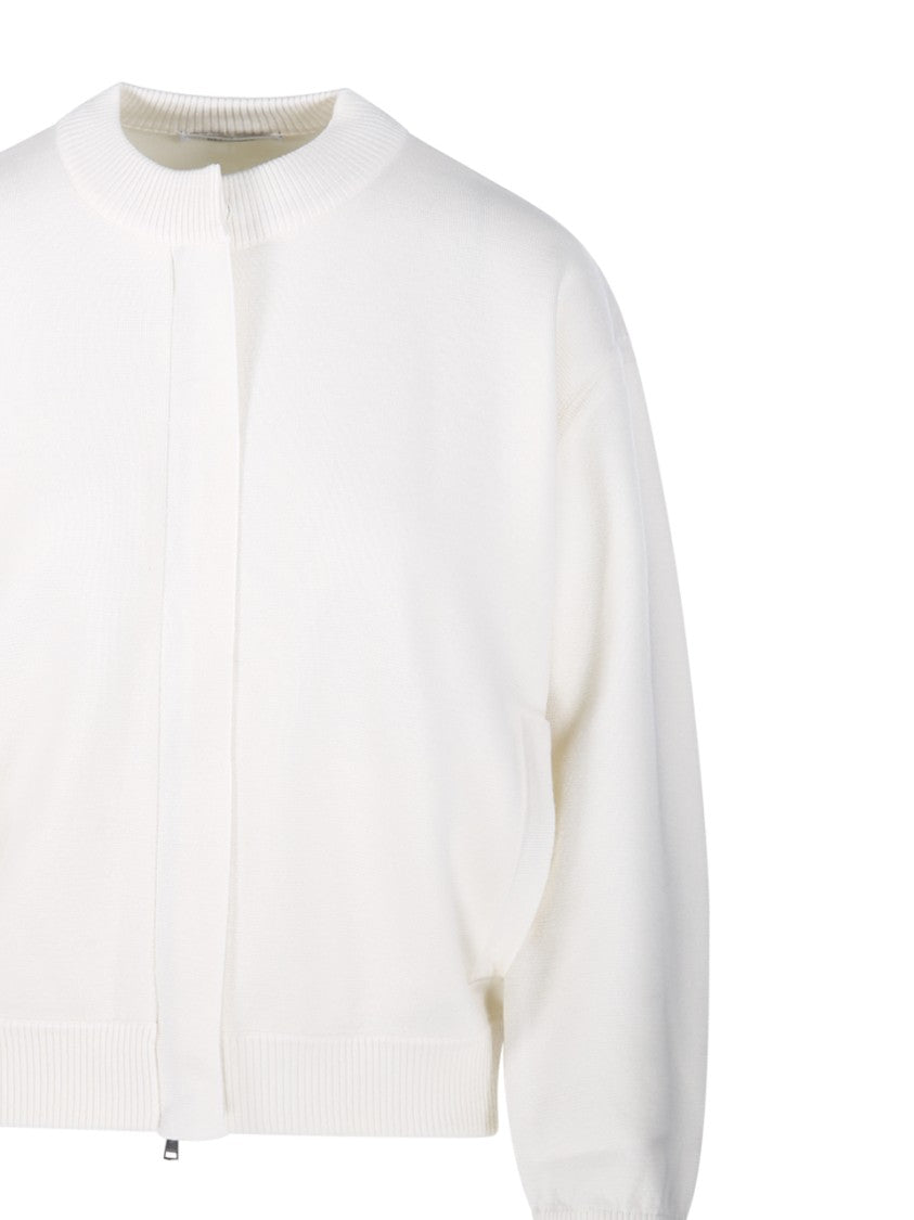 Max Mara Cropped White Virgin Wool Cardigan