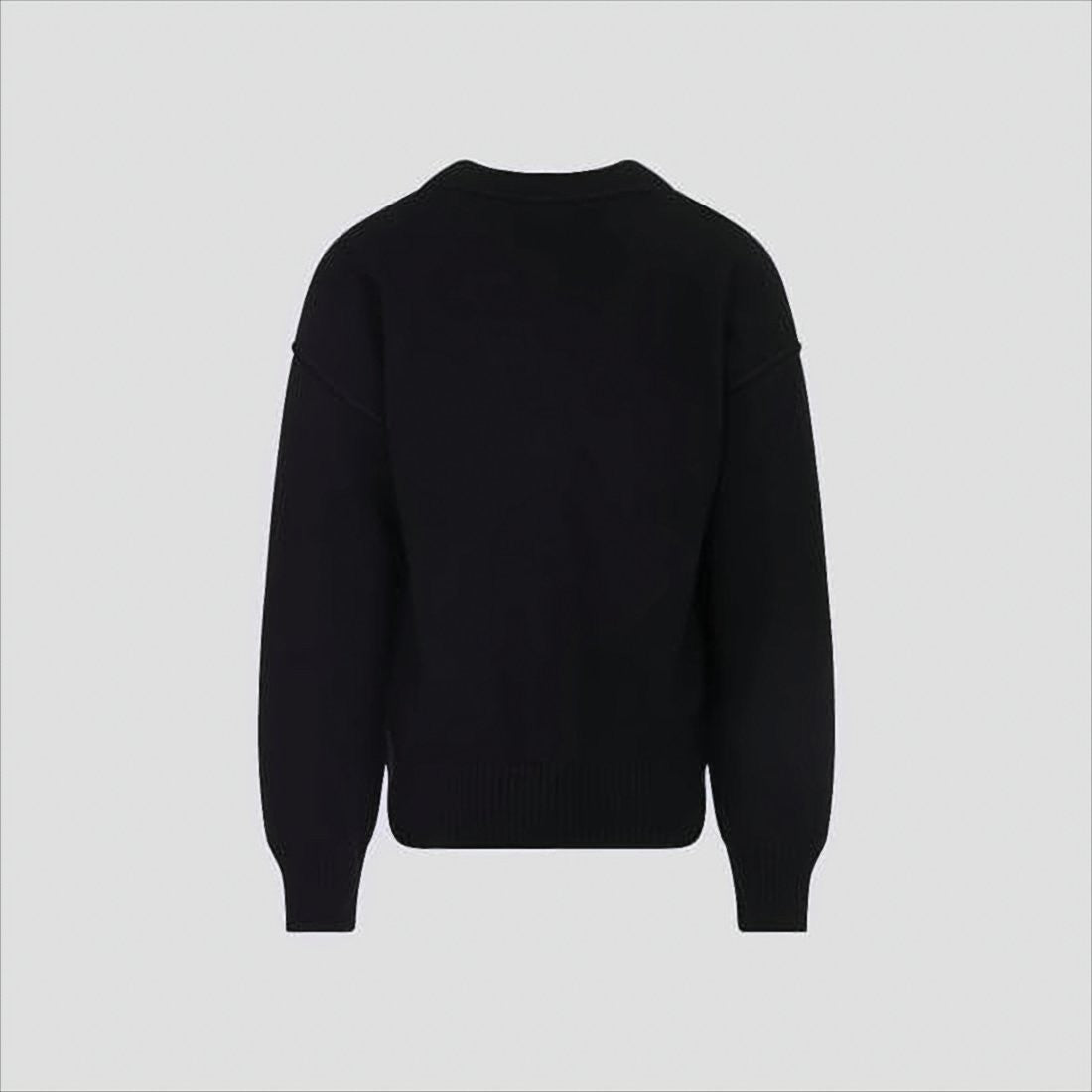 Ami V-Neck Button-Down Wool Cardigan With Heart Embroidery