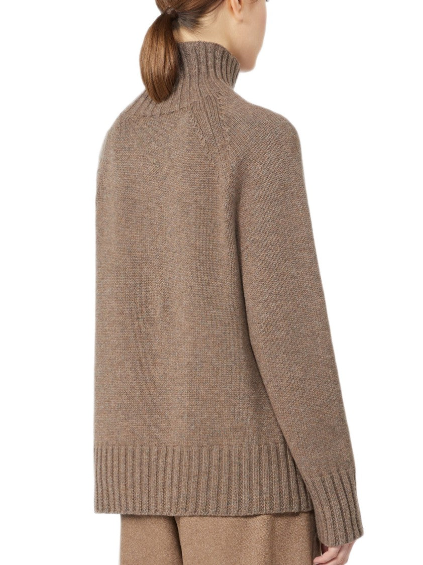 Max Mara Boxy Brown Wool-Cashmere Turtleneck Sweater