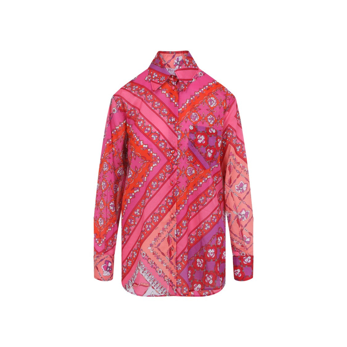 Pucci Floral Print Cotton Shirt With Pointed Collar