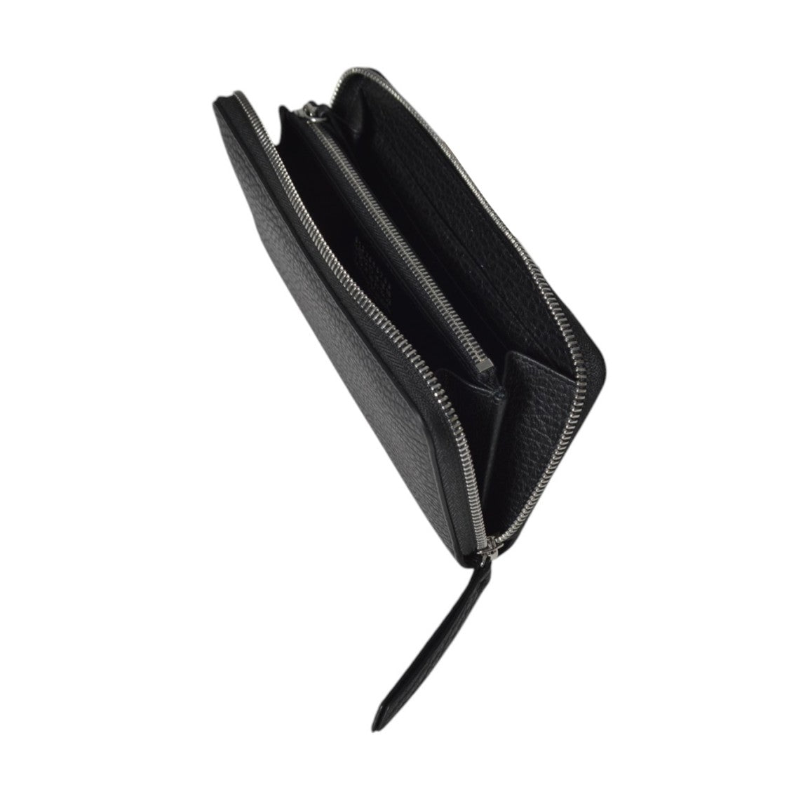 Maison Margiela Four Stitches Black Leather Zip Around Wallet