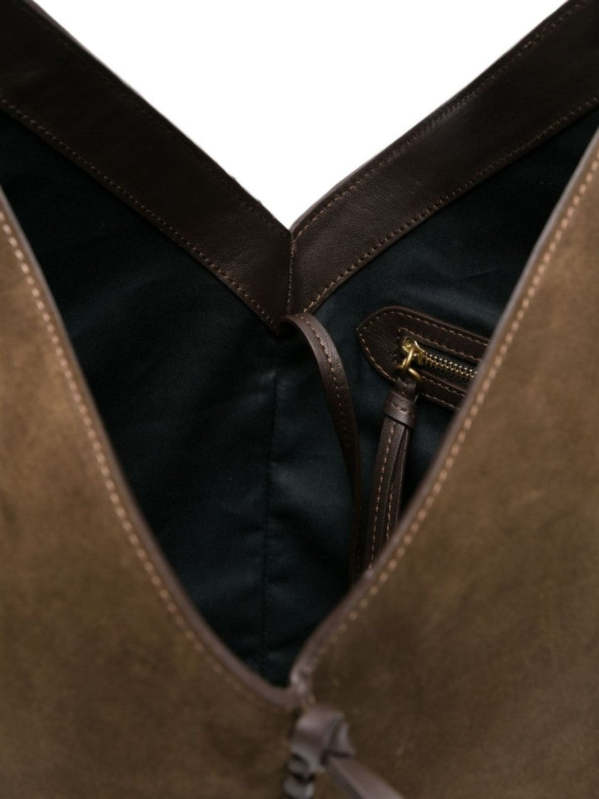 Isabel Marant Brown Suede Shoulder Bag With Angular Silhouette