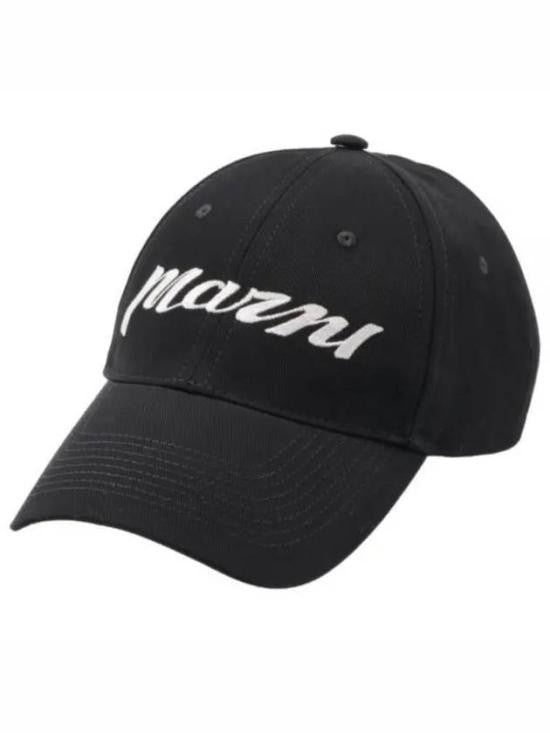 Marni Classic Black Baseball Cap With Embroidered Script