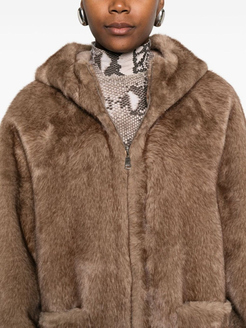 Betta Corradi Plush Faux Fur Brown Coat