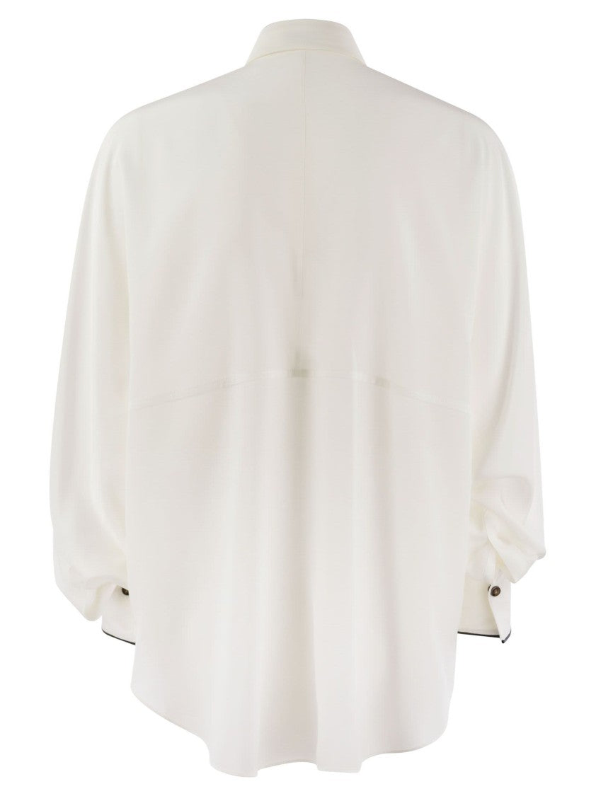 Brunello Cucinelli Silk Shirt With Snaps And Pockets