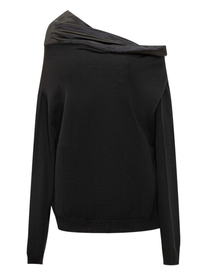 Alberta Ferretti Asymmetric Neckline Virgin Wool Sweater