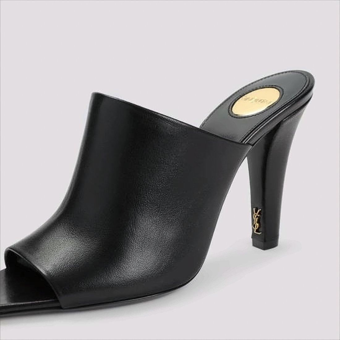 Saint Laurent Peep-Toe High-Heeled Mules With Metallic Accents