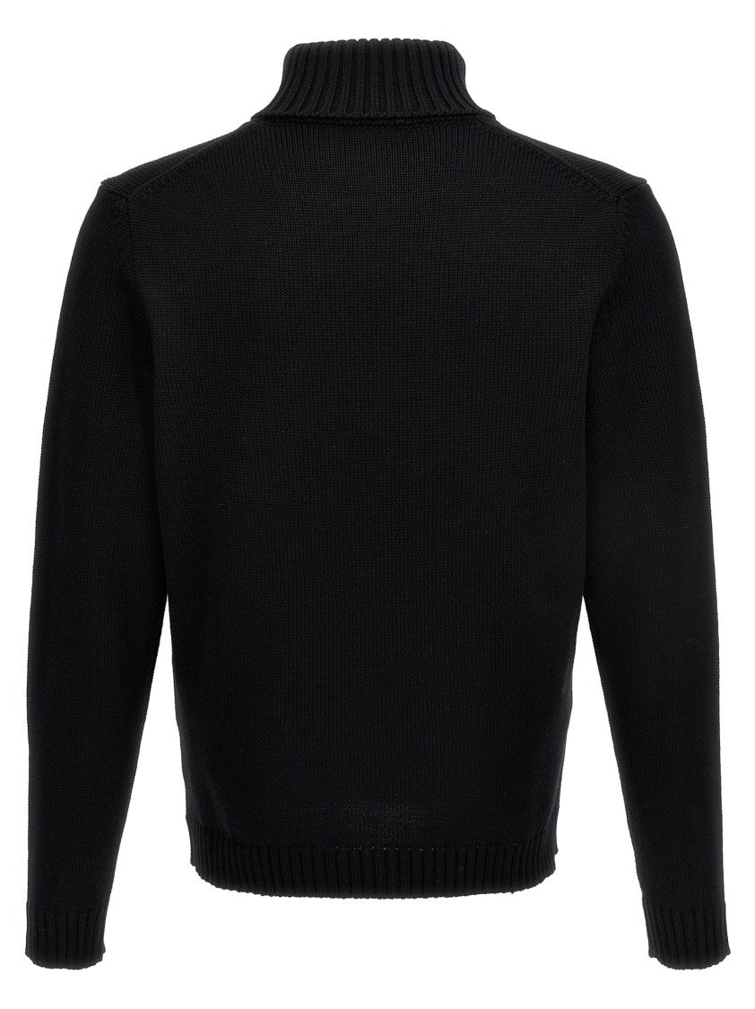 Zanone Ribbed Turtleneck Sweater In 100% Virgin Wool