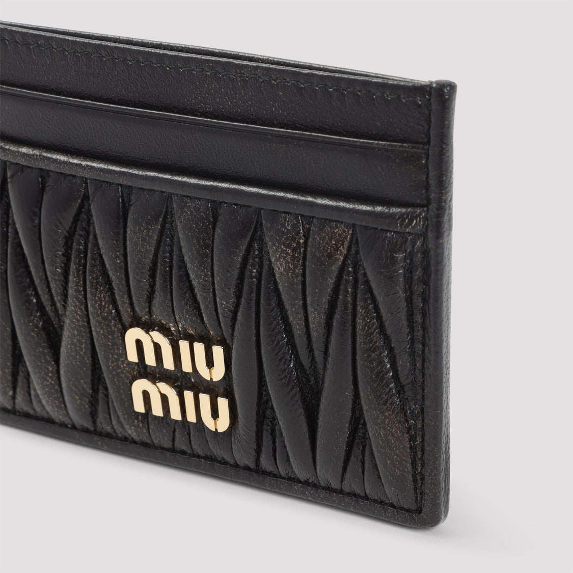 Miu Miu Quilted Black Lamb Leather Compact Wallet