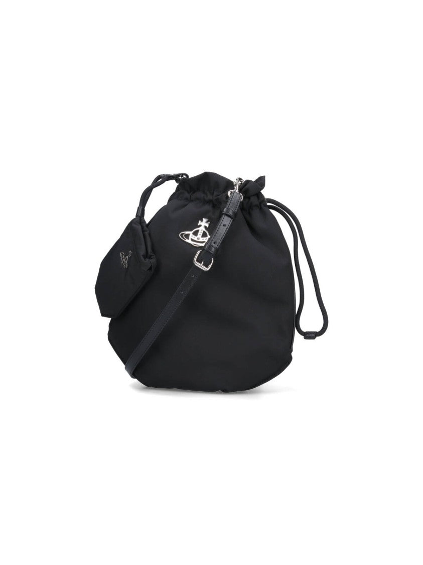 Vivienne Westwood Drawstring Bucket Bag With Silver-Tone Logo And Adjustable Strap