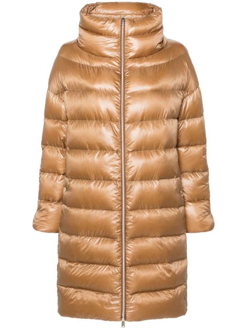 Herno Lightweight Camel Down Jacket With Double-Slider Closure
