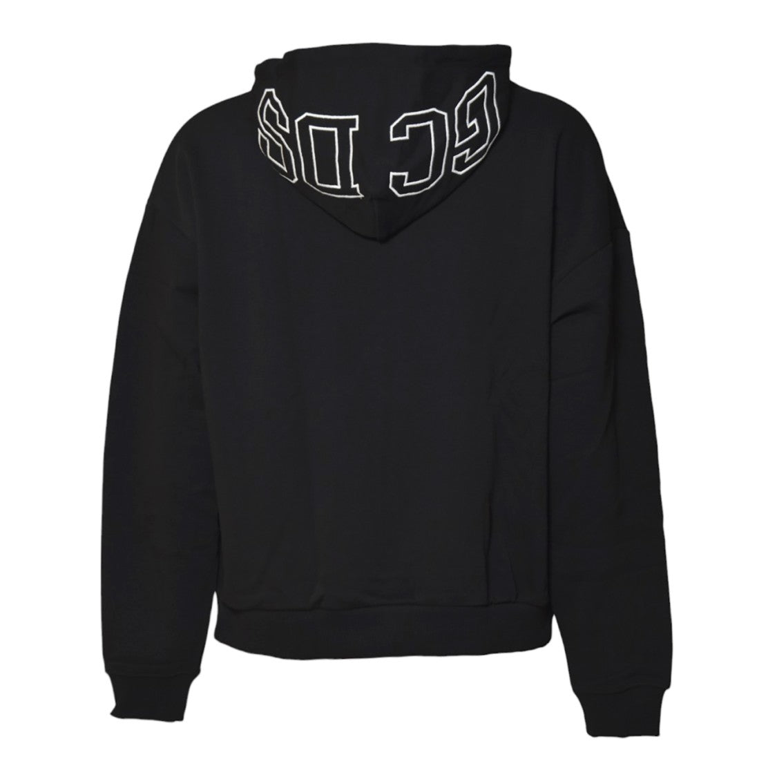 Gcds Black Cotton Lounge Logo Zip-Up Hoodie