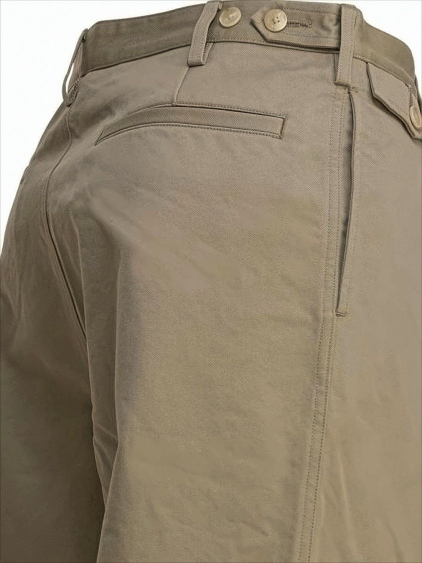Auralee Brown Straight Pants With Buttoned Side Adjusters